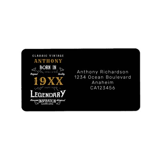 パーソナライズされた誕生日レトロヴィンテージモノグラムスロー ラベル (正面)