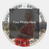 パーソナライズされた誕生日写真シール ラウンドシール (正面)