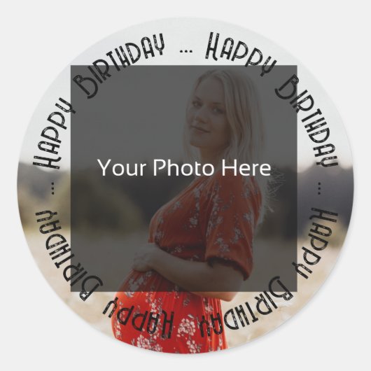 パーソナライズされた誕生日写真シール ラウンドシール (正面)