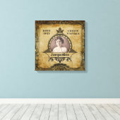 パーソナライズされた誕生日写真テンプレートヴィンテージレトロ キャンバスプリント (インサイチュ (ウッドフロア))