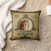 パーソナライズされた誕生日写真テンプレートヴィンテージレトロ クッション (ブランケット)