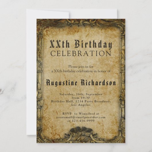 パーソナライズされた誕生日写真テンプレートヴィンテージレトロ 招待状 (裏面)