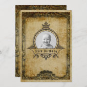 パーソナライズされた誕生日写真テンプレートヴィンテージレトロ 招待状 (正面/裏面)