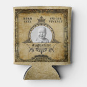 パーソナライズされた誕生日写真テンプレートヴィンテージレトロ 缶クーラー (正面)