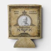 パーソナライズされた誕生日写真テンプレートヴィンテージレトロ 缶クーラー (裏面)