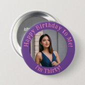 パーソナライズされた誕生日写真、写真バッジ 缶バッジ (正面&裏面)