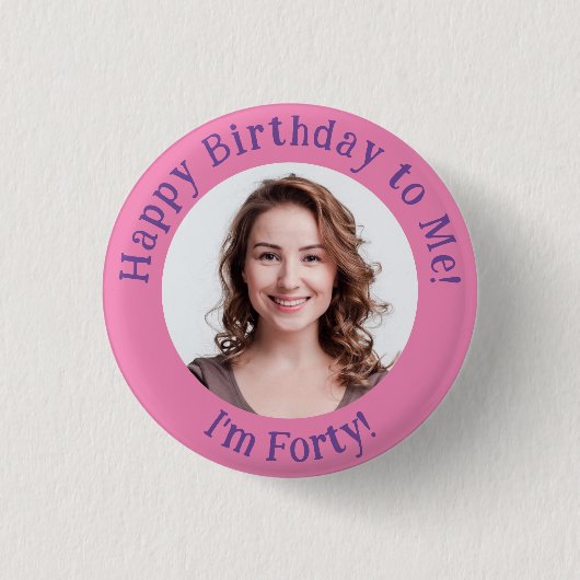 パーソナライズされた誕生日写真、写真バッジ 缶バッジ (正面)