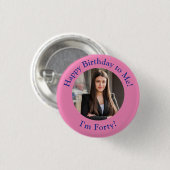 パーソナライズされた誕生日写真、写真バッジ 缶バッジ (正面&裏面)