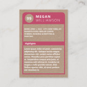 パーソナライズされた誕生日写真&統計ベースボールカード エンクロージャーカード (裏面)