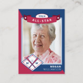 パーソナライズされた誕生日写真&統計ベースボールカード エンクロージャーカード (正面)