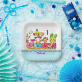 パーソナライズされた誕生日動物列車の幼い子ども ペーパープレート (パーティー)