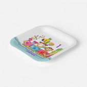 パーソナライズされた誕生日動物列車の幼い子ども ペーパープレート (傾斜あり)