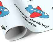 パーソナライズされた誕生日包装紙 |キッズ飛行機 ラッピングペーパー (ロールコーナー)