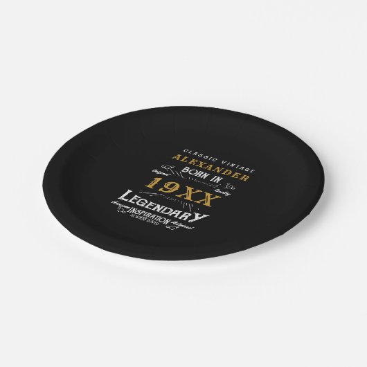 パーソナライズされた誕生日名を追加する伝説的な父 ペーパープレート (アングル)