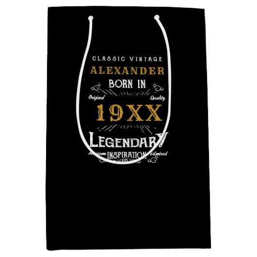 パーソナライズされた誕生日名を追加する伝説的な父 ミディアムペーパーバッグ (正面)