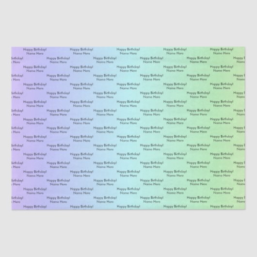 パーソナライズされた誕生日名エレガント虹色 薄葉紙 (正面)