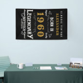 パーソナライズされた誕生日名前を追加する伝説的な金ゴールド 横断幕 (トレードショー)