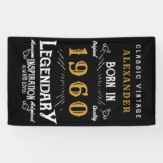 パーソナライズされた誕生日名前を追加する伝説的な金ゴールド 横断幕 (横)