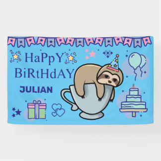 パーソナライズされた誕生日名CutE SLOTH 横断幕