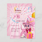パーソナライズされた誕生日子犬の漫画の招待 招待状 (正面/裏面)