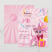 パーソナライズされた誕生日子犬の漫画招待状 招待状 (正面/裏面)