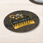 パーソナライズされた誕生日建築 ラウンドペーパーコースター (アングル)