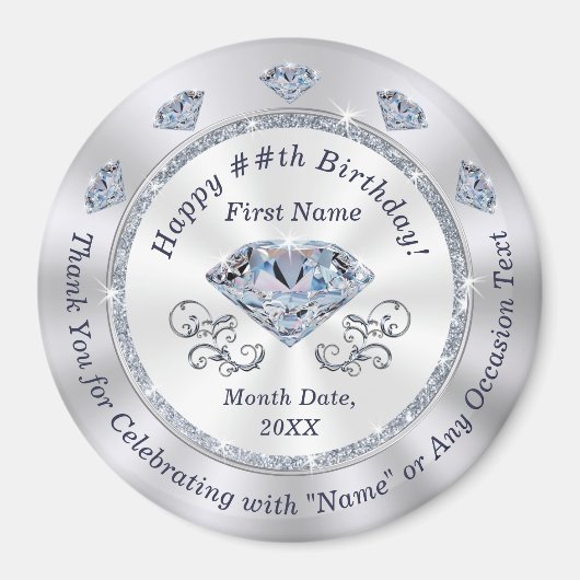 パーソナライズされた誕生日御恩、年別記念日 マグネット (正面)