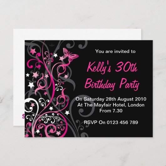 パーソナライズされた誕生日招待状 インビテーションポストカード (正面/裏面)