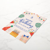 パーソナライズされた誕生日招待状 | オーダーメイドパーティー 箔招待状 (回転した状態)