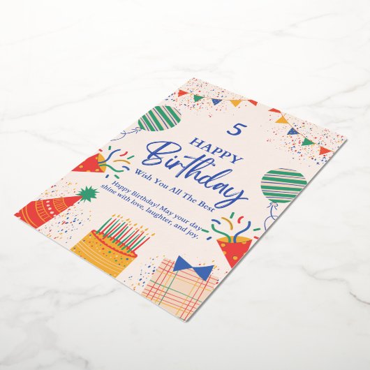 パーソナライズされた誕生日招待状 | オーダーメイドパーティー 箔招待状 (回転した状態)