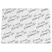 パーソナライズされた誕生日白黒タイポグラフィ ラージペーパーバッグ (正面)