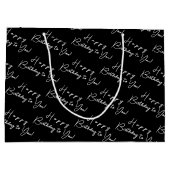 パーソナライズされた誕生日白黒タイポグラフィ ラージペーパーバッグ (裏面)