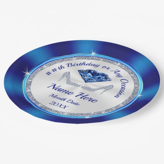 パーソナライズされた誕生日紙プレート又はANY大事な行事 ペーパープレート (アングル)