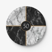 パーソナライズされた誕生日紙プレート大理石 ペーパープレート (正面)