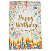 パーソナライズされた誕生日紙吹雪おもしろい ミディアムペーパーバッグ (正面)