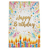 パーソナライズされた誕生日紙吹雪おもしろい ミディアムペーパーバッグ (裏面)