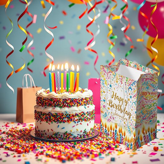 パーソナライズされた誕生日紙吹雪おもしろい ミディアムペーパーバッグ