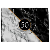 パーソナライズされた誕生日記念日ギフトバッグ 大理石 ラージペーパーバッグ (裏面)