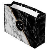 パーソナライズされた誕生日記念日ギフトバッグ 大理石 ラージペーパーバッグ (裏面アングル)