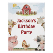 パーソナライズされた誕生日農場動物標識 ポスター (正面)