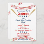 パーソナライズされた誕生日野球テーマ招待状 招待状 (正面/裏面)