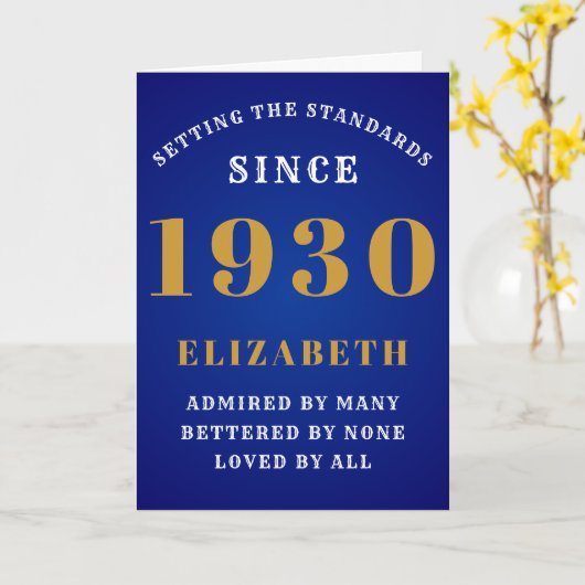 パーソナライズされた誕生日1930名前を追加する青い金ゴールド カード (黄色い花)