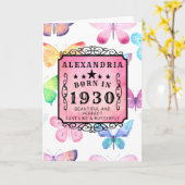 パーソナライズされた誕生日1930水彩蝶 カード (黄色い花)