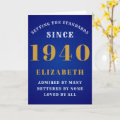 パーソナライズされた誕生日1940名前の追加Blue金ゴールド カード (黄色い花)