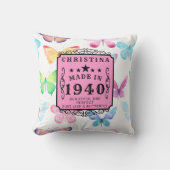 パーソナライズされた誕生日1940蝶あなたの名前を追加 クッション (正面)
