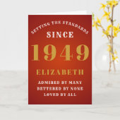 パーソナライズされた誕生日1949名前を追加する赤い金ゴールド カード (黄色い花)