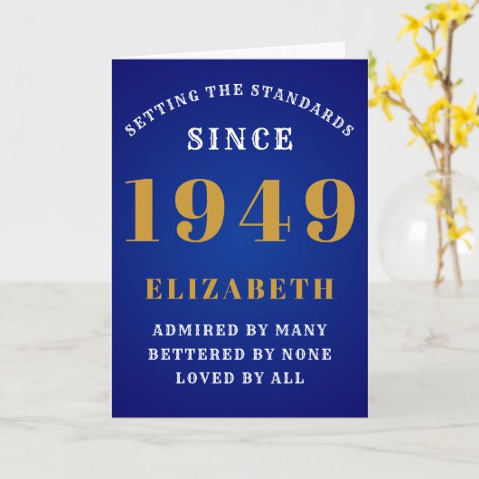 パーソナライズされた誕生日1949名前を追加する青い金ゴールド カード (黄色い花)