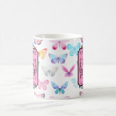 パーソナライズされた誕生日1949蝶あなたの名前を追加 コーヒーマグカップ (中央)