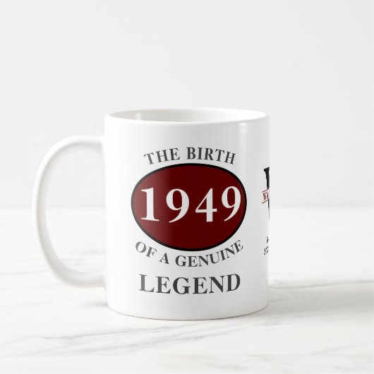 パーソナライズされた誕生日1949 Legend名前を追加 コーヒーマグカップ (左)
