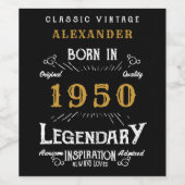 パーソナライズされた誕生日1950伝説的動揺して ワインラベル (シングルラベル)